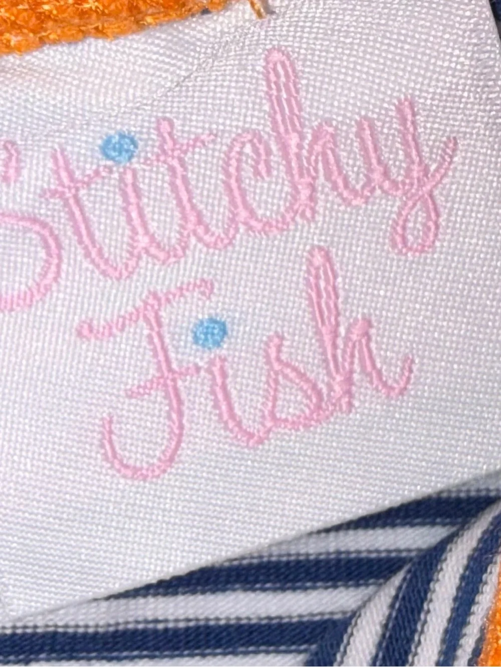 Stitchy Fish Pippa navy stripe top & ruffle short set sz 3T NWT